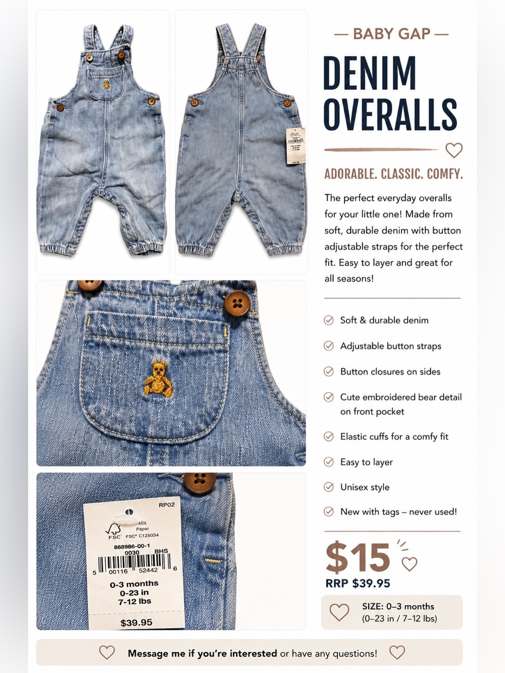 Baby GAP Light Blue Denim Overalls